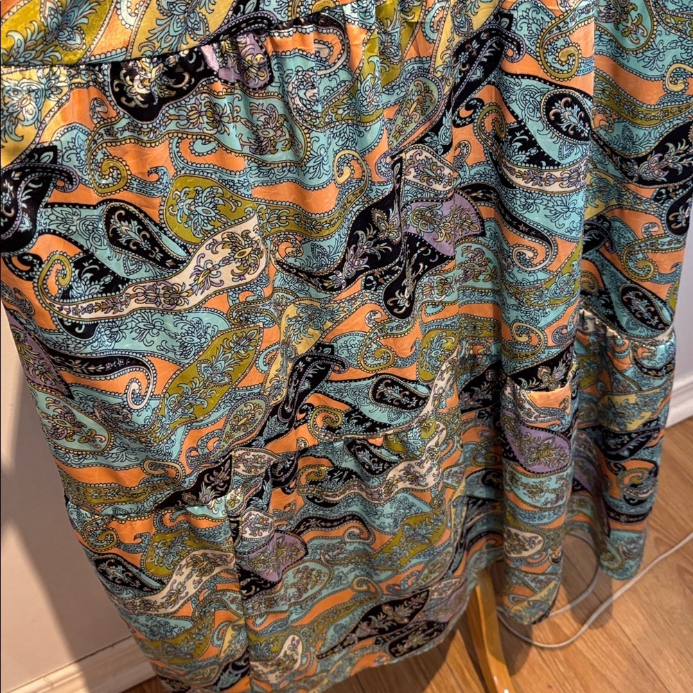Lemonwood paisley print silk blend tiered maxi dress size S/M - Picture 6 of 15